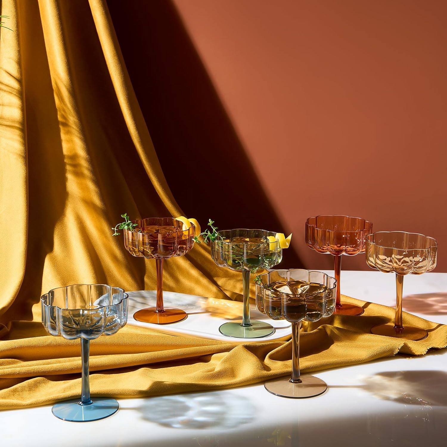 Eze Acrylic Champagne Coupe Cocktail Glassware, Set of 6