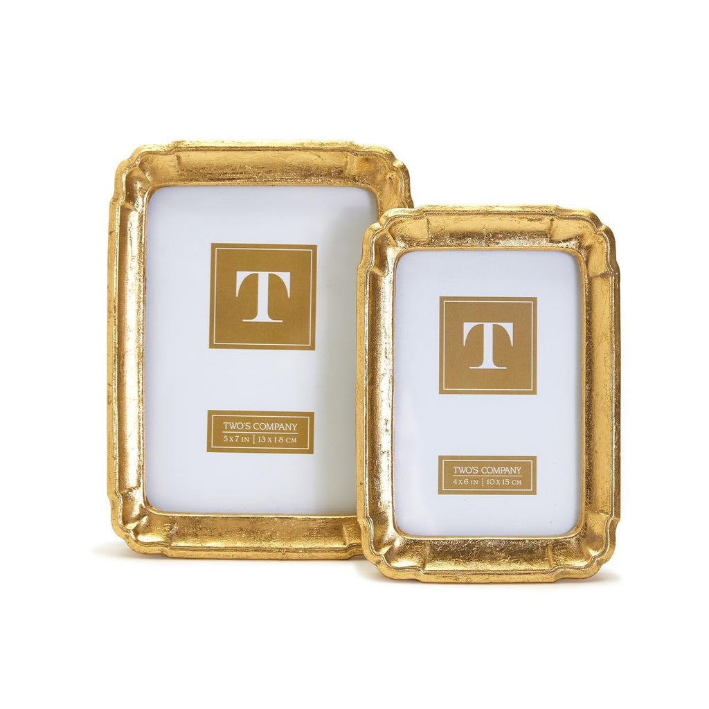 Rounded Gold Leaf Photo Frame, Set of 2