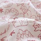 Holiday Doodles 100% Cotton Flannel Pigment Printed Sheet Set