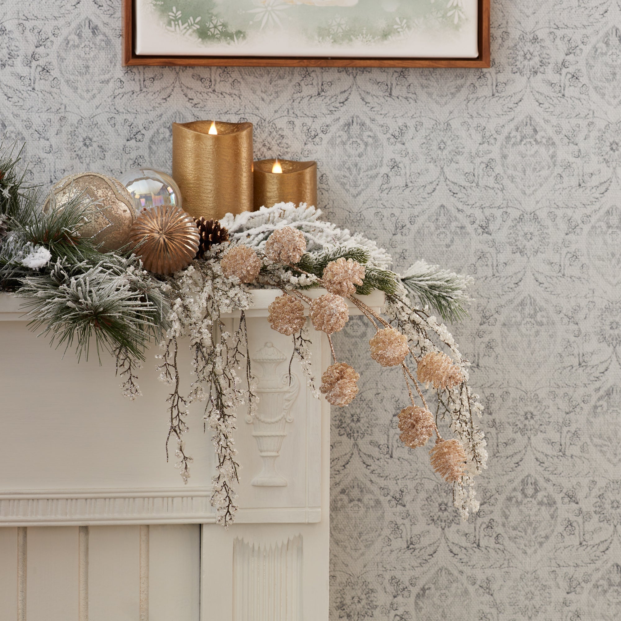 Champagne Pinecone Spray, Set of 6