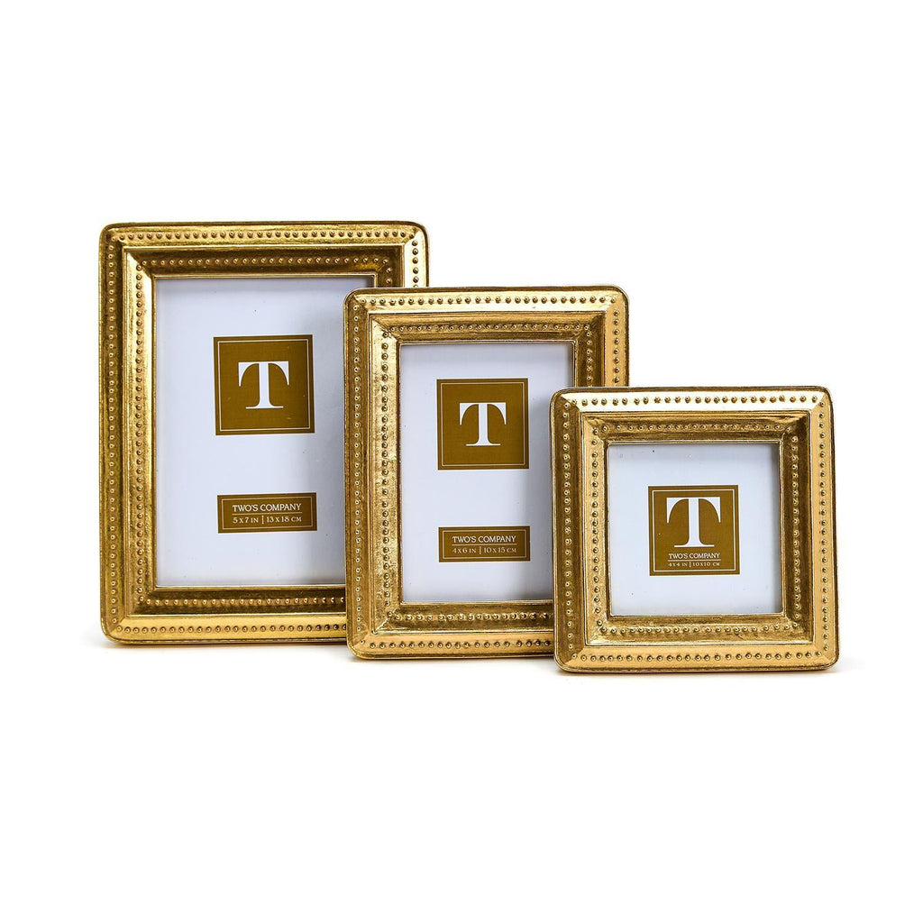 Gold Beaded Edge Photo Frame Incl 3 Sizes, Set of 3