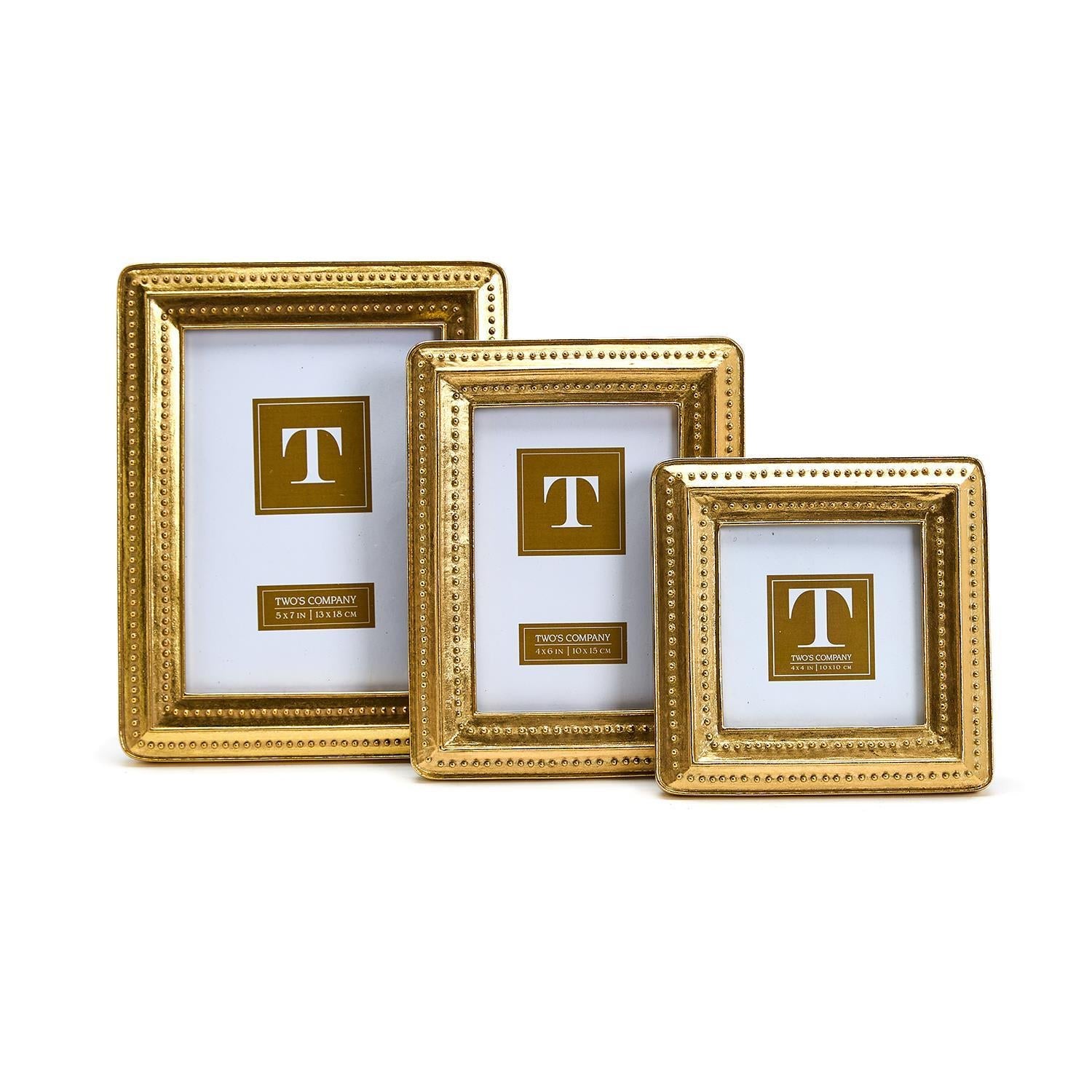 Gold Beaded Edge Photo Frame Incl 3 Sizes, Set of 3