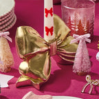 Large Gold Bow Taper Candleholder