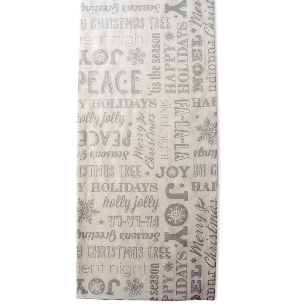 Silver Christmas Collage Table Runner