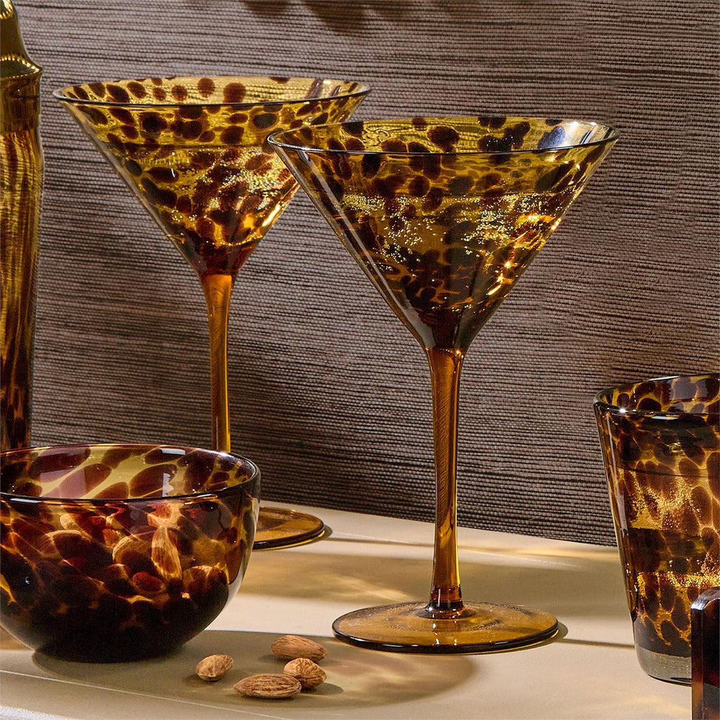 Tortoise Print Martini Glass, Set of 4