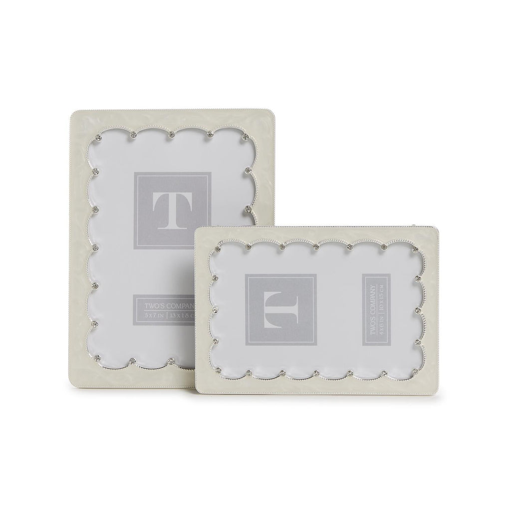 Scalloped Crystal Photo Frame Incl 2 Sizes, Set of 2
