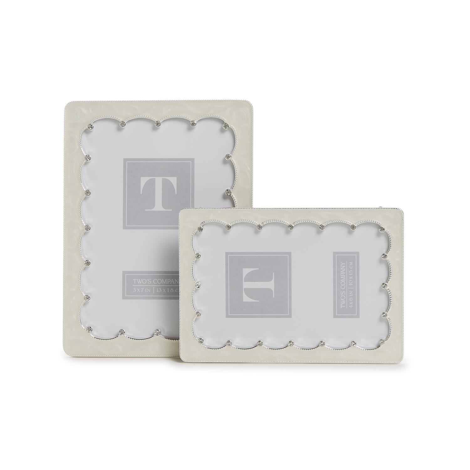 Scalloped Crystal Photo Frame Incl 2 Sizes, Set of 2