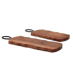 Rustic Edge Serving Boards w/Hammered Iron Handle, Set of 2