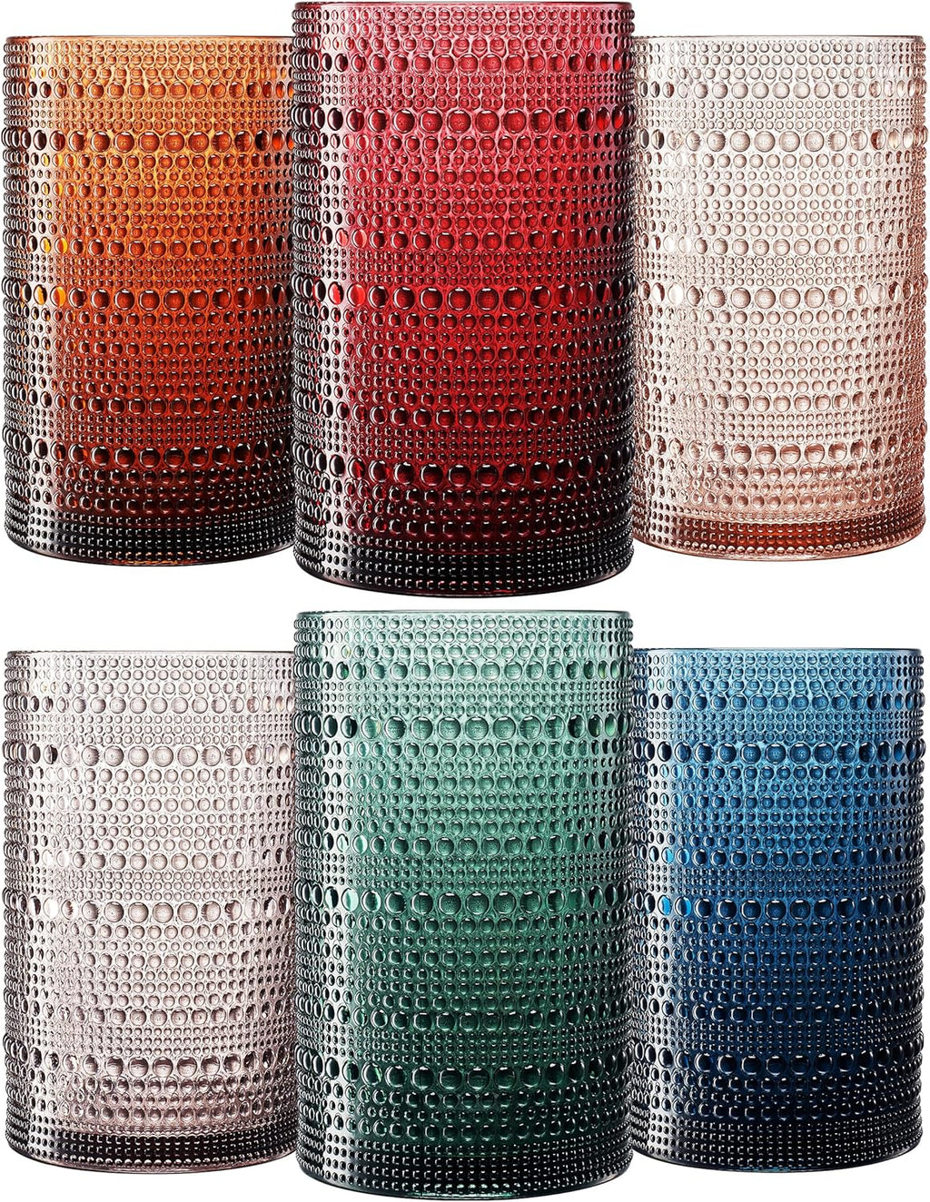 Eze Acrylic Highball Hobnail Glassware, Set of 6