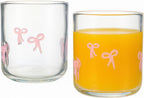 Bowtie Tumblers Set Stylish Break Resistant Acrylic Drinkware for Cocktail Wedding Gift Use - Set of 2 Pink