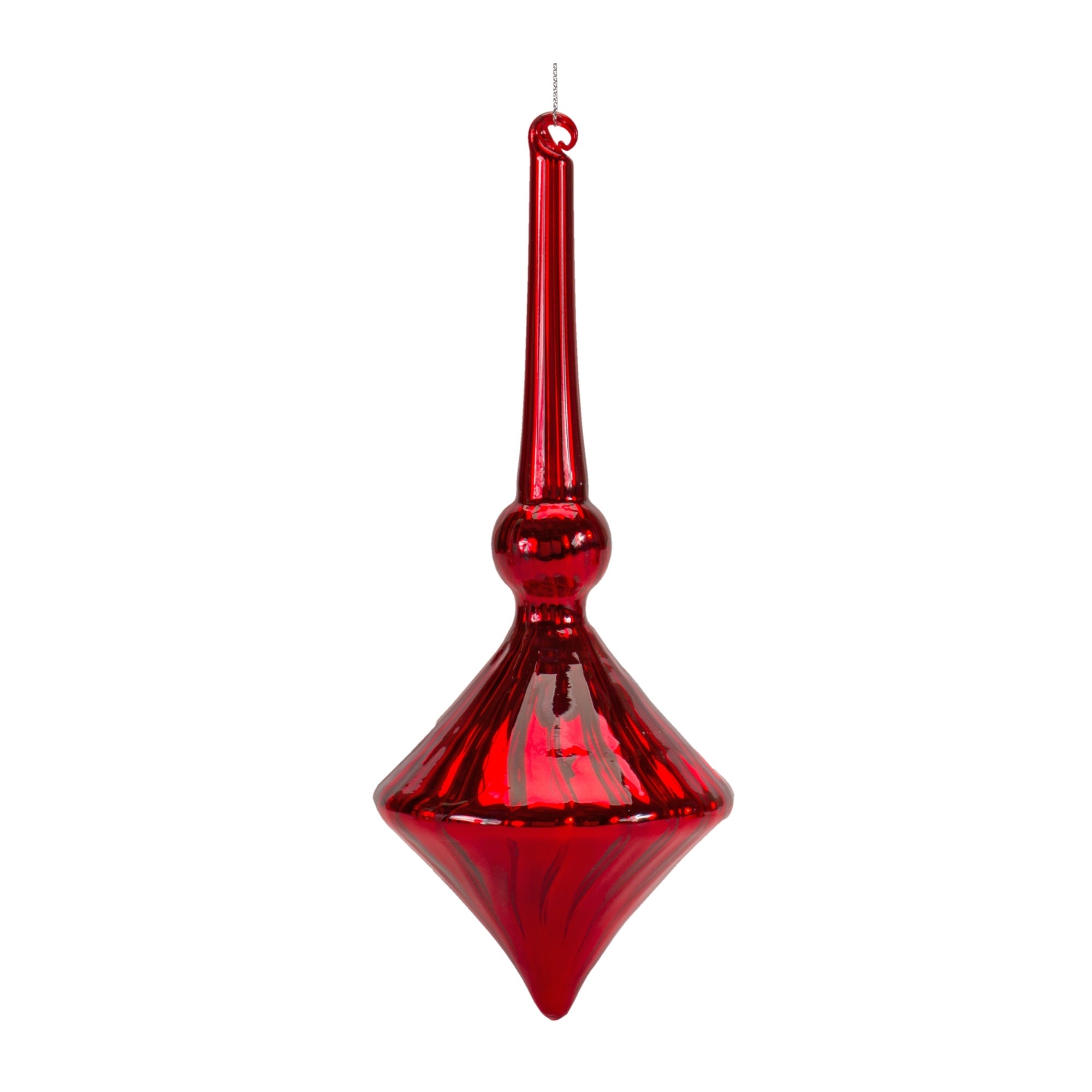 Modern Red Finial Drop Ornament, Set of 6