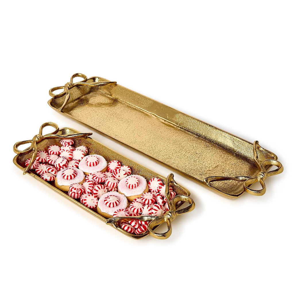 Gold Bows Serving Trays Includes 2 Sizes, Set of 2