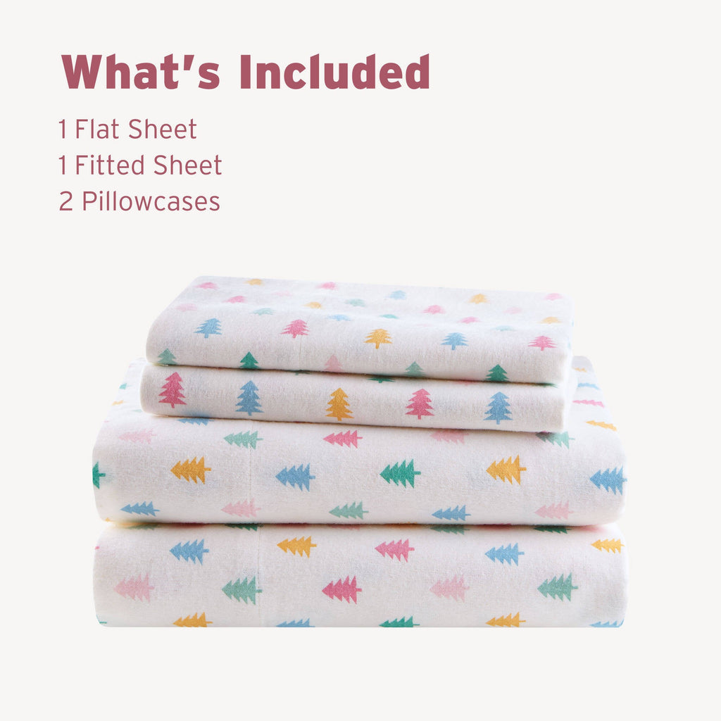 Tree Block 100% Cotton Flannel Pigment Printed Sheet Set