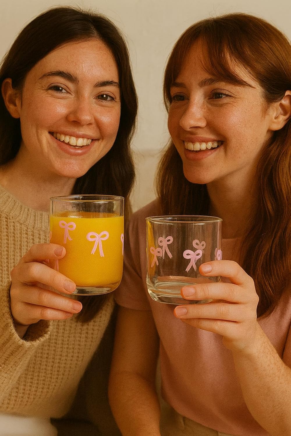 Bowtie Tumblers Set Stylish Break Resistant Acrylic Drinkware for Cocktail Wedding Gift Use - Set of 2 Pink