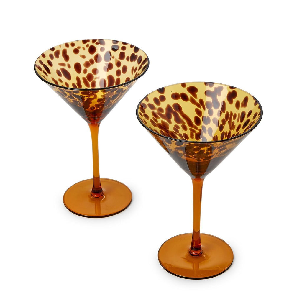 Tortoise Print Martini Glass, Set of 4