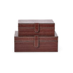 Genuine Leather Reptile Pattern Storage Boxes, Set of 2