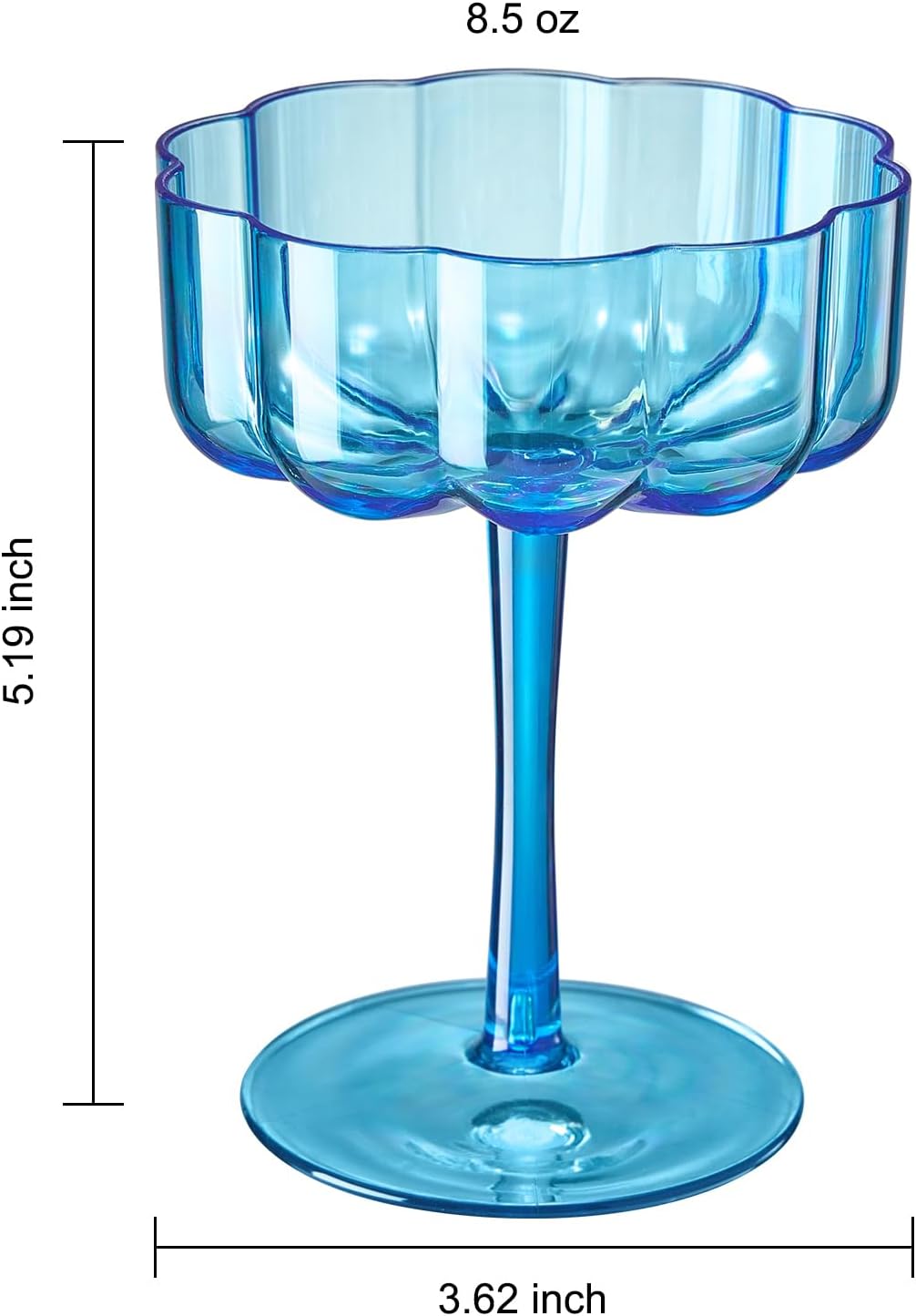 Eze Acrylic Champagne Coupe Cocktail Glassware, Set of 6