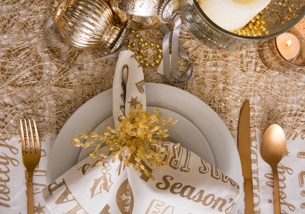 Gold Sequin Mesh 16x10' Table Runner Roll