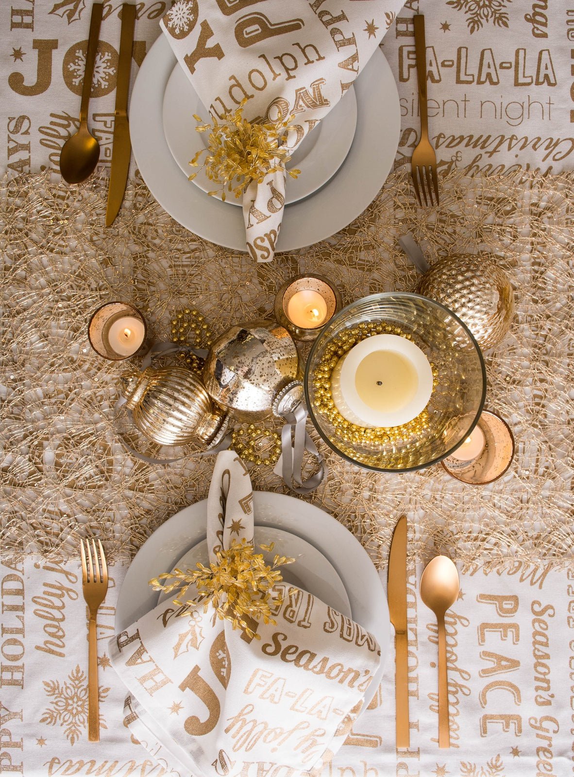 Gold Sequin Mesh 16x10' Table Runner Roll