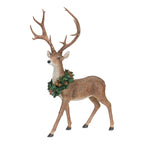 2 ft Holiday Standing Deer Figurine with Wreath Accent, Set of 2