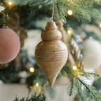 Mango Wood Finial Christmas Ornaments, Set of 3