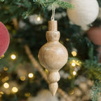Mango Wood Finial Christmas Ornaments, Set of 3