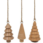 Mango Wood Tree Christmas Ornaments, Set of 3