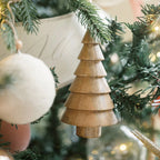 Mango Wood Tree Christmas Ornaments, Set of 3