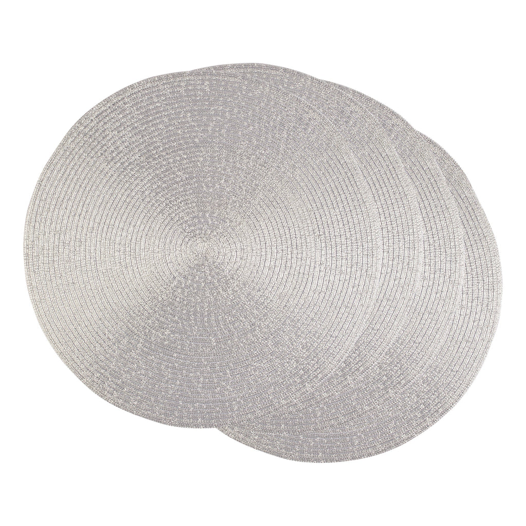 Metallic Silver Round Woven Placemats, Set Of 4