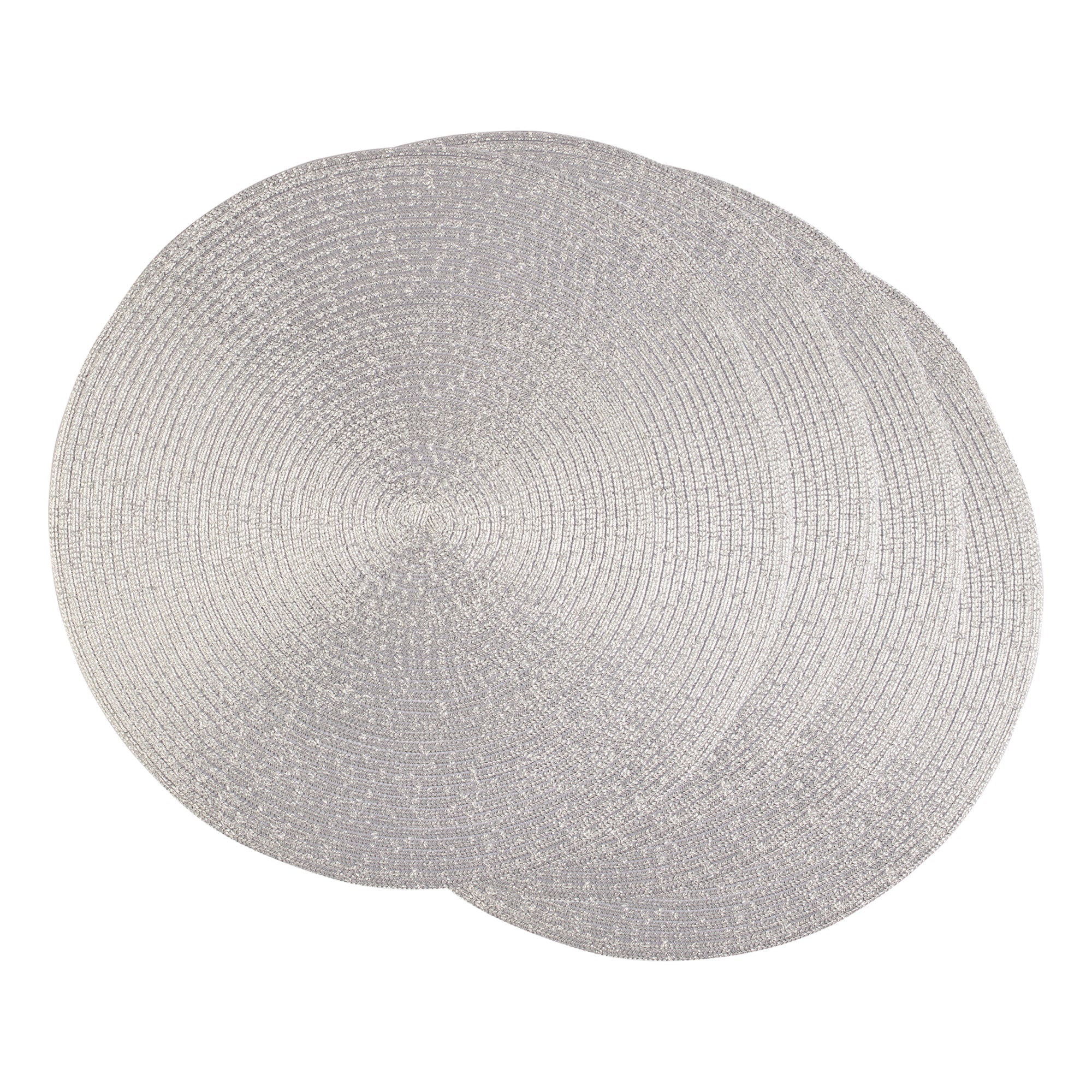 Metallic Silver Round Woven Placemats, Set Of 4