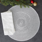 Metallic Silver Round Woven Placemats, Set Of 4
