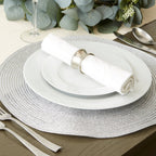Metallic Silver Round Woven Placemats, Set Of 4