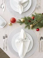 Metallic Silver Round Woven Placemats, Set Of 4