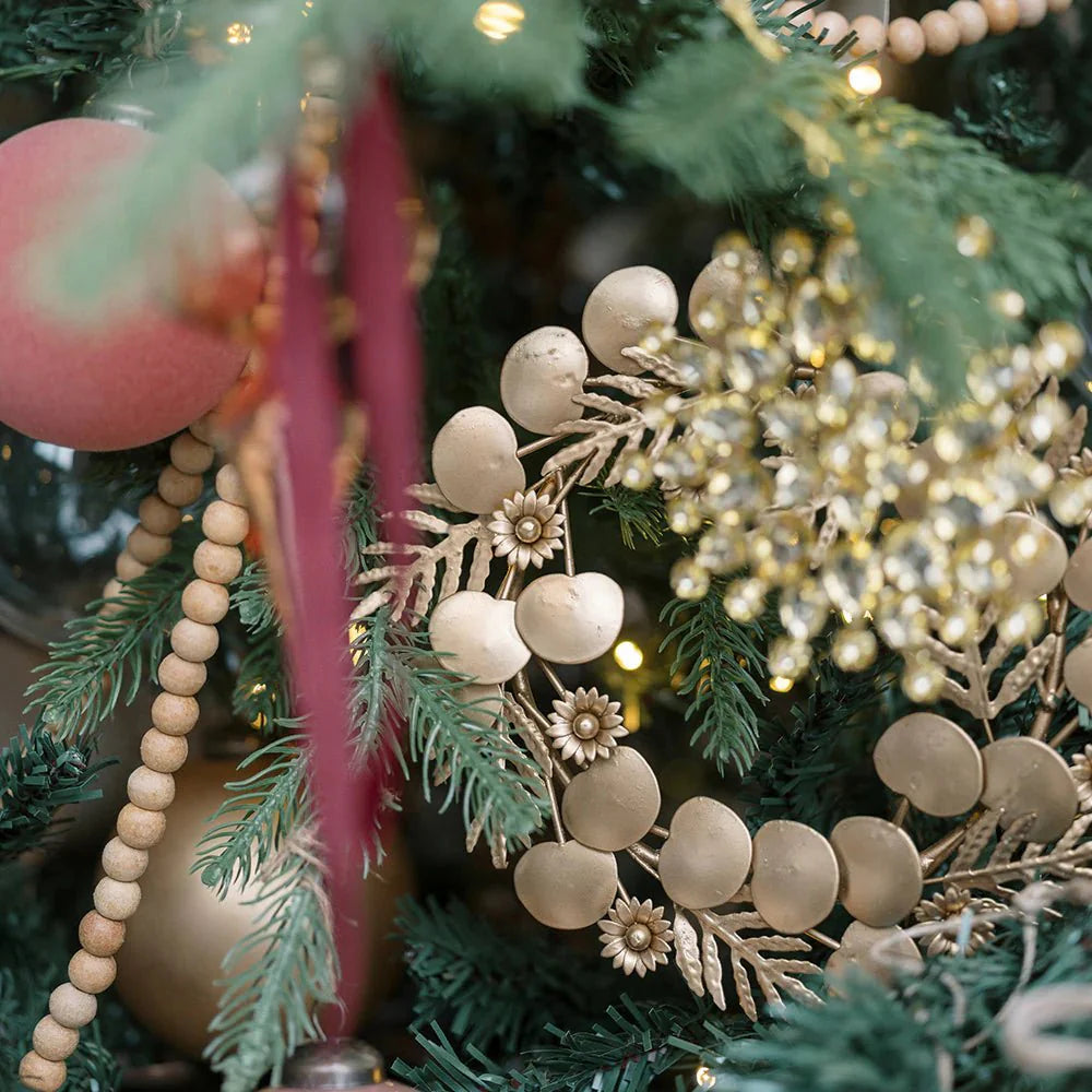 Mixed Foliage Iron Wreath Christmas Ornament, Set of 4