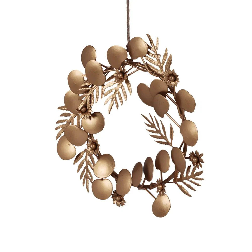 Mixed Foliage Iron Wreath Christmas Ornament, Set of 4