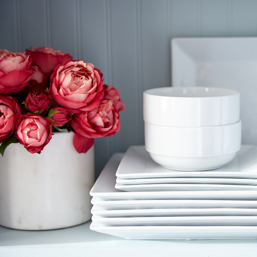 Pier 1 Luminous Porcelain Square White Salad Plates, Set of 6