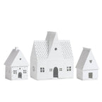 Porcelain Gingerbread Village Houses, Set of 3