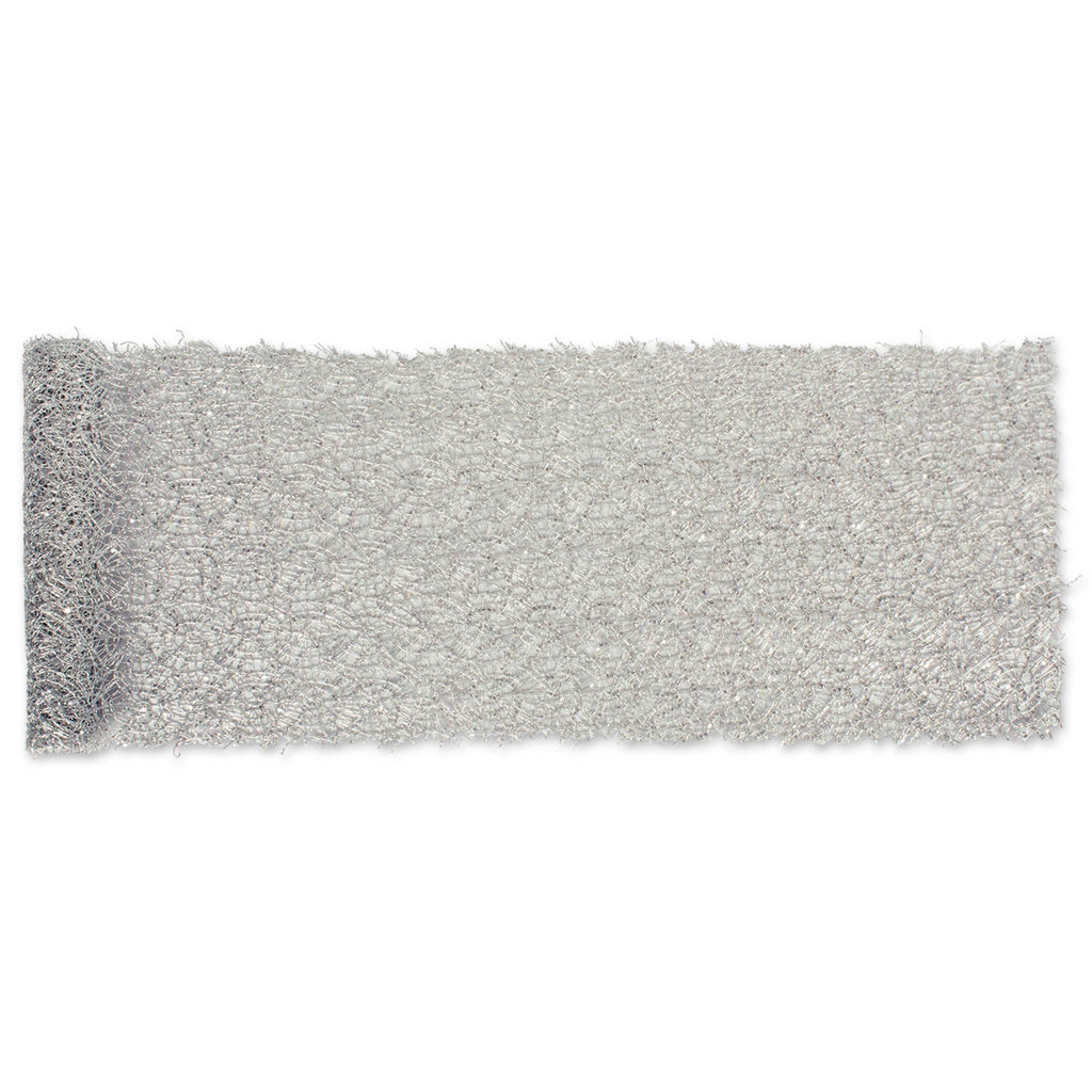 Silver Sequin Mesh 16x10' Table Runner Roll