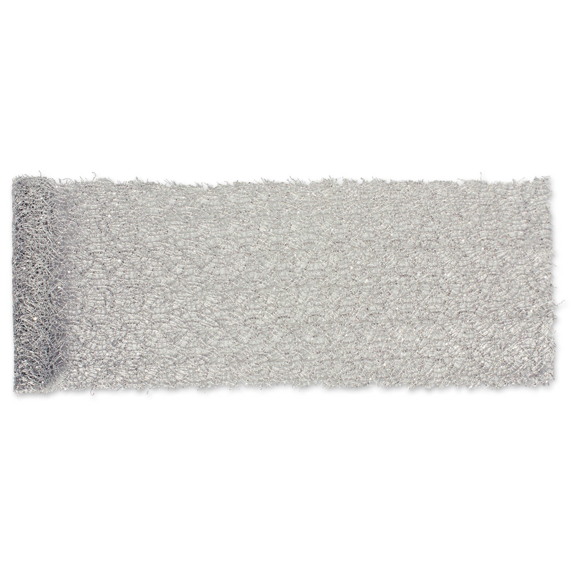 Silver Sequin Mesh 16x10' Table Runner Roll