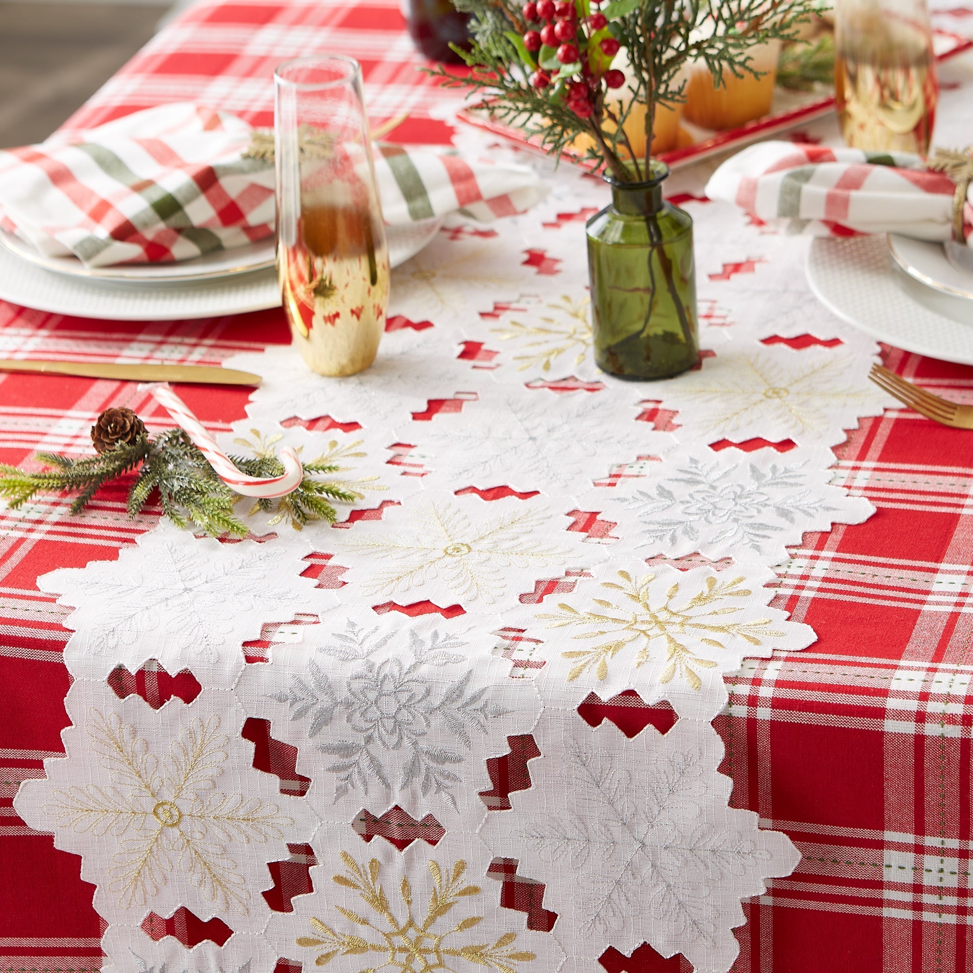 Snowflakes Embroidered Table Runner